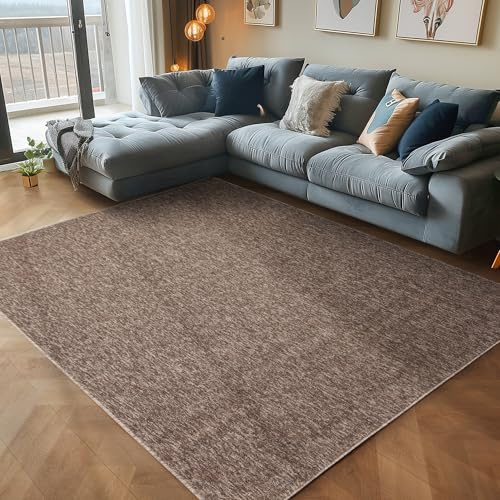 Carpettex Teppich Wohnzimmer Kurzflor Teppich Modern Einfarbig Design 160 x 230 cm - Braun, Waschbar, Extra Weich Flauschig - Schlafzimmer, Kinderzimmer, Esszimmer, Flur