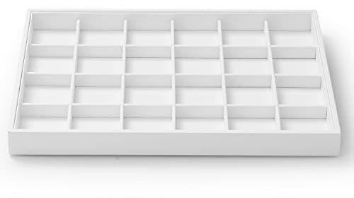 Oirlv Vassoio Portagioie Impilabile In Pelle Bianca, 24 Griglia, Per Gioielli, Organizer, Vassoi, Anelli, Orecchini