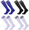 TSHAOUN 4 Paar Fußballsocken Kinder Unisex, Sportsocken Trainingssocken Elastische Socken für Jungen und Mädchen von 5-12 Jahren für Fußballtraining, Laufen, Sport, Schwarz Blau Weiß
