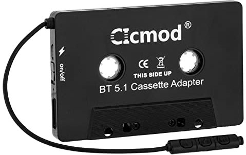 CICMOD Adattatore Cassetta BT 5.1 con Microfono Incorporata Vivavoce per Autoradio Nero