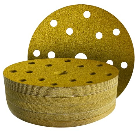 GZKTY 50 Piezas Discos de Lija 150mm | Granos 40 | 15 Agujeros | Compatible con Lijadoras Orbitales/Excéntricas