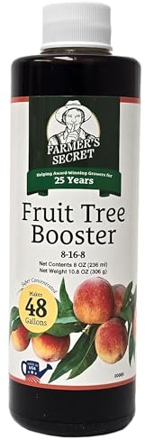 Farmer's Secret Fruit Tree Booster Fertilizer (8oz) - Super Concentrated and Phosphorus Rich - Formulated for All Fruit Trees Including Peach, Banana, and Apple