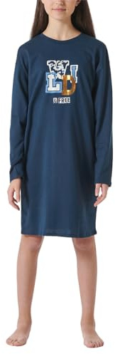 Schiesser Nachthemd-100% Organic Bio Baumwolle-Größe 140 bis 176 Camisa de Noche, Blau_181972, Niñas