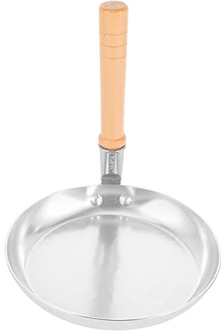 VINTORKY Small Frying Pan Stainless Steel 7 Inch Oyakodon Pan with Comfortable Vertical Handle for Japanese-Style Egg Dishes and Portable Cooking