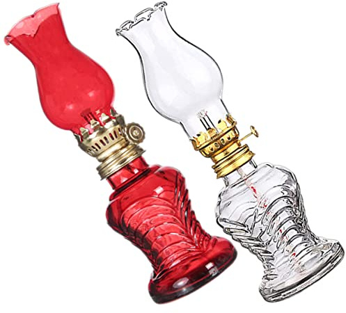 Paquete de 2 lámparas de petróleo para Exteriores, Dormitorio, Cocina, lámpara de Mesa, Farol Retro, lámpara Interior de, lámpara de única, luz eterna, Cristal de Queroseno