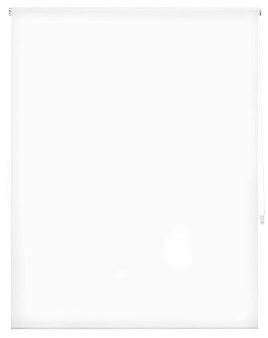 INTERBLIND Store Enrouleur translucide uni Premium 120 x 250 cm - Tissu 117 x 245 cm - Blanc - pour fenêtres