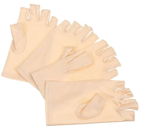 DEARMAMY 4 Paare Halbfinger-Handschuhe Aus Eisseide Halbfingerhandschuhe Für Damen Handschuhe Für Die Bildschirmberührung Fahrradhandschuhe Kippen Sonnenhandschuhe Damen Gel Beige Elasthan