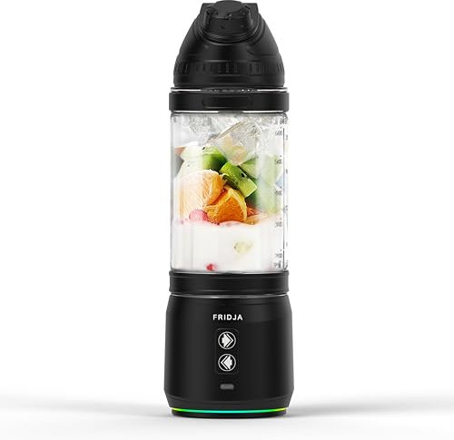 Fridja F500 Portable Blender, Powerful 240W Motor, USB-C Rechargeable, Leakproof & Compact Design, Perfect for Smoothies, Protein Shakes, Travel & Gym, BPA-Free Bottle, 6 Leaf Serrated Blades, 700ml