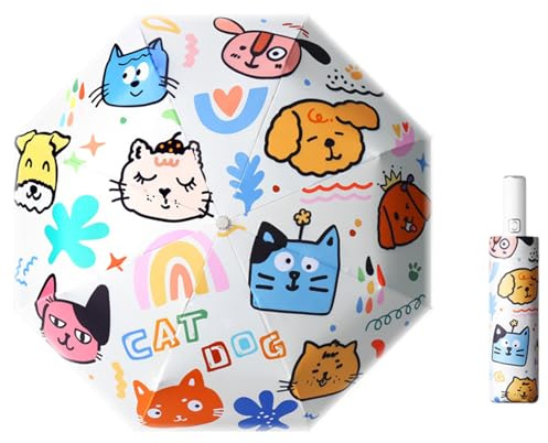 Jicyor Regenschirm Kinder mit Sicherheitsreflektoren, Step by Step Regenschirm mit Schirmhülle & Auf-Zu-Automatik, Kinderregenschirme, Mädchen Junge