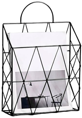 Stibtmr Bandeja de archivos montada en la pared, estante de almacenamiento para carpetas de papel, soporte vertical para documentos para el hogar, oficina, dormitorio, puerta, baño