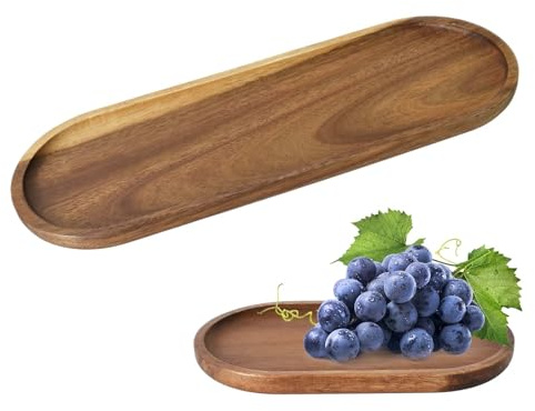 2er Set Ovale Holztabletts aus Bambus | Kleine Servierplatte in 2 Größen (29cm & 19cm) | Für Käse, Frühstück, Deko, Kerzen & Party | Robustes & Elegantes Snack Tablett