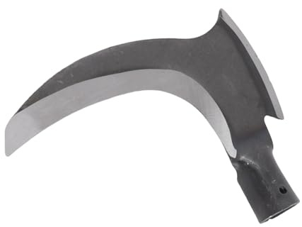 Aoresac Doppia Falce in Acciaio Ad Alto Contenuto di Manganese, Falciatura Multifunzionale per Tagliare Alberi Doppia Falce con Bastone di Legno, Facile (Testa di taglio singola)