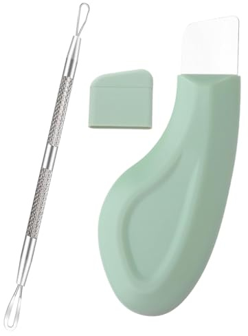 QEXUJOW Extractores de puntos negros,Kit de 2 piezas para eliminar puntos negros, que incluye un limpiador de puntos negros de silicona para la nariz y una herramienta para raspar granos y acné.