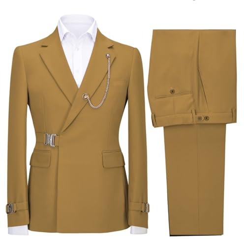 Herr Slim Fit Dubbelbröstad 2-delad brudgum kostym 1-knapps kavaj och byxor