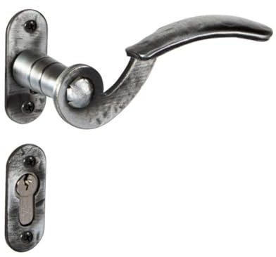 GedoTec Türgriffe schwarz matt Antik | TILLY-R | 1 Türgriff Set - Design Drückergarnitur Gartentor aus Schmiedeeisen | PZ Profilzylinder | Türbeschläge Innentüren Drückergarnitur Haustür