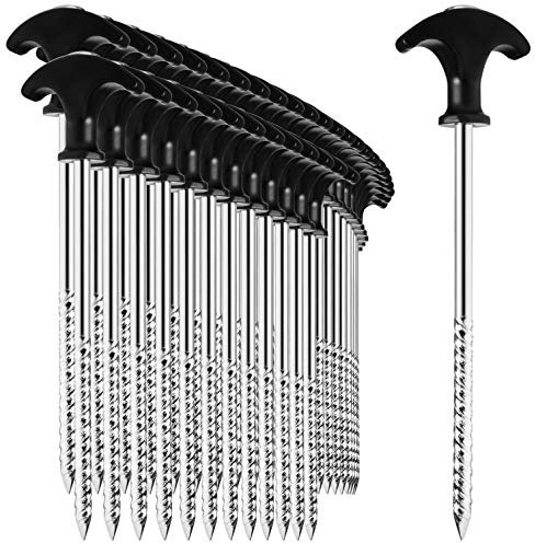 com-four® 36x Zelt-Heringe aus Stahl - robuste Erdnägel mit Gewinde für Camping und Outdoor - ideal für normalen und harten Boden mit T-Griff 0170x7mm