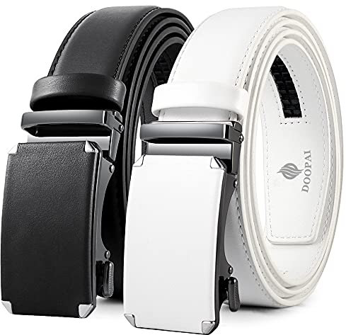 DOOPAI Automatikschließe Gürtel Herren Ratsche AutomatikGürtel Männer,Herren Gürtel 2 Stücke 125mm Länge mit Geschenkbox