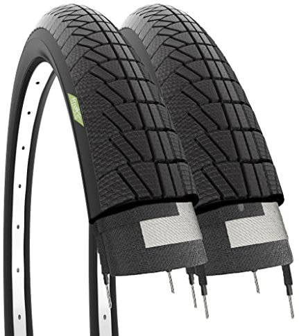 Ecovelò Caoutchouc Noirs 2 pneus 20 x 1,75 (47-406) pour vélo Graziella City BMX Adulte Unisexe, Taille Unique