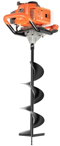 Kaibrite 52cc Benzin Pfahlbohrer Set mit 4, 6 und 8 Bohrer 1,9KW Benzin Gartenbohrer 2-Takt Benzin Erdbohrer Erdlochbohrer Benzin Zaun-Erdbohrer zum Erdbohren