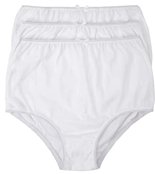Marlon Womens Venetia White 100% Cotton Full Brief Pack Of 3, White, 12-14