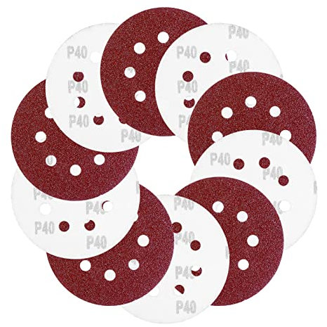 20 Pcs 125mm Sanding Discs, Viaky 8 Hole 40 Grits Hook and Loop Orbital Sander Discs for Polishing, Dustless Round Sanding Pads for Random Orbital Sander