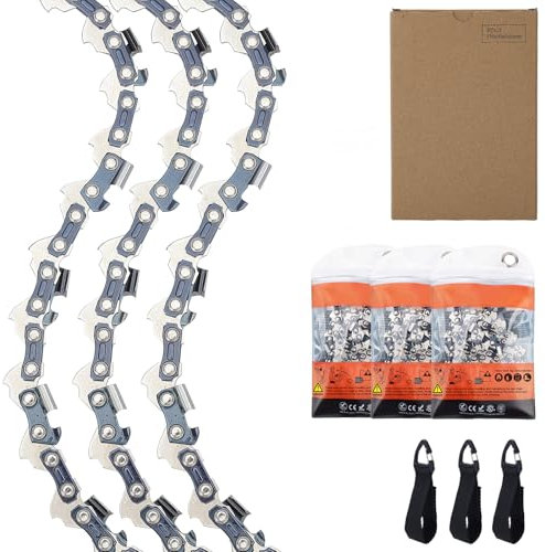 Qiaomiao 3-Pack Pole Saw Chain for 8 Inch (20 cm) Bar, 33 Drive Links, 3/8 LP Pitch, 050 Gauge, Low-Kickback Chain fits for Einhell, Parkside, Grizzly and More
