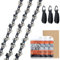 Qiaomiao 3-Pack Pole Saw Chain for 8 Inch (20 cm) Bar, 33 Drive Links, 3/8 LP Pitch, 050 Gauge, Low-Kickback Chain fits for Einhell, Parkside, Grizzly and More