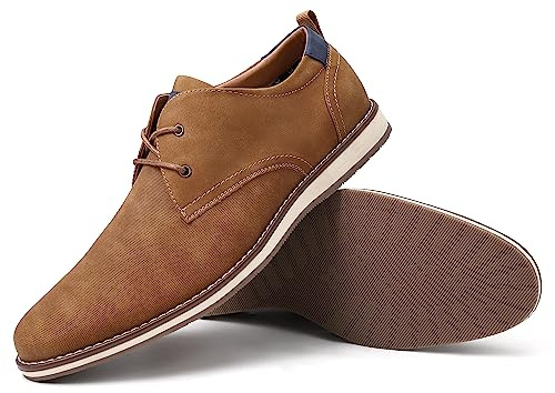 EliteLand Men's Dress Shoes, Mens Oxford Shoes, Leather Stylish Lace-up Wingtip Brogues, Business Casual Formal Derby Shoe