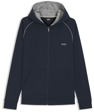 BOSS Mens Mix&Match Jacket H Embroidered-Logo Zip-up Hoodie in Stretch Cotton