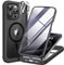 Miracase 360 Grad für iPhone 15 Pro Hülle mit Magsafe, Eingebaut Glas Schutzfolie, Komplettschutz HandyHülle Magnetisch Stoßfest Case für iPhone 15 Pro Schutzhüllen 6,1 Zoll, Schwarz