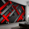 CILODO Photo Wall Mural Black and Red Abstract Non-Woven Wallpaper Photo Print Picture Image for Teens Boys Girls Bedroom Living Room Murals 150cm×105cm