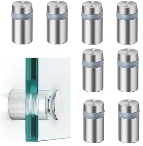 8 Piezas Acero Inoxidable Vidrio Standoff Publicidad Clavos Tornillos Perno Espaciador de Vidrio,Publicidad Clavos,Publicidad de Clavos de Tornillo para Montaje y Fijación del Vidrio (Plata 12 x 20mm)