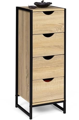 IDMarket - Aufbewahrungsschrank mit 4 Schubladen Detroit 30 cm Kommode, industrielles Design