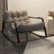 HARELA Doppelt Modern Komfortabel Gepolstert Schaukelstuhl, Relaxstuhl Sessel, für Schlafzimmer, Wohnzimmer, Ecke, Veranda, für Schlafzimmer Relaxsessel mit Metallgestell, mit Seitentaschen(Gray)