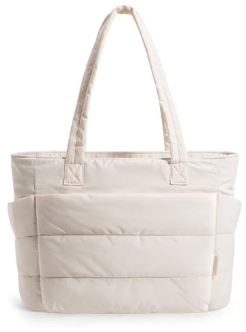 bagsmart Tote Bags for Women – 18L/20L Lightweight Taslan Puffer Handbag | Fits 15.6 & 13 Laptop Water-Resistant Shoulder Bag for Back to School, College, Work, Teacher, Travel & Gym