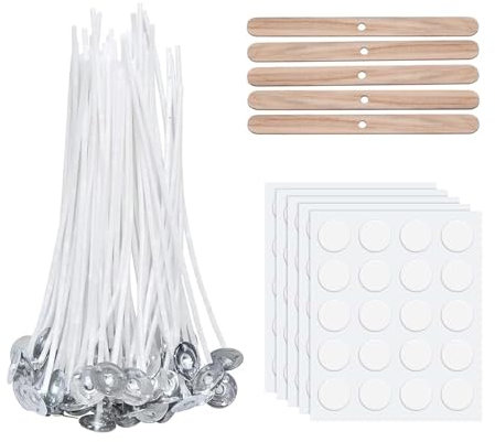 Scentoria 100 Stück Kerzendocht, Kerzendochte für Kerzen, Kerzen Docht Set, Kerzendocht Kaufen, Kerzendochte für Dicke Kerzen, Kerzen Selber Machen Set, Dochte für Kerzen Gießen, Candle Wick 6 cm