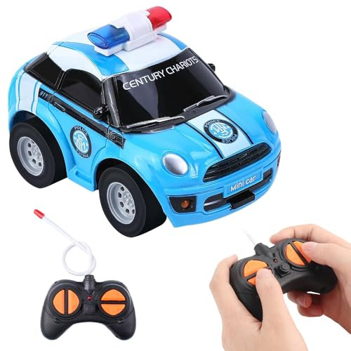 SKIKHN Voiture Telecommandée pour Enfant, Voiture Telecommandée Enfant 2 3 4 Ans, Voiture de Police Telecommandé Jouet Enfant 2 3 4 Ans, Cadeaux d'anniversaire de Noël pour Enfants (Bleu)