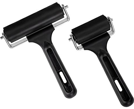Rodillo De Goma Brayer, 2 Piezas Rodillo de Tinta Presionador para Pintura al óleo Arte Craft Herramienta, para Impresión, Papeles Pintados, Estampado De Bloques (6 y 10 cm)