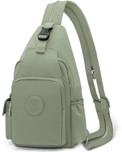 REETEE Leichter Brusttasche für Damen und Herren Klein Sling Bag Nylon Backpack Schulterrucksack, Crossbody Schultertasche für Outdoorsport, Wandern, Radfahren, Reisen (grün)