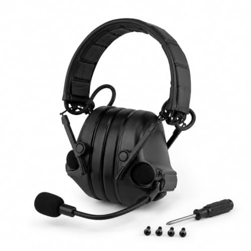 SOWIUA C5 taktiskt headset: Bullerreducering ljudförstärkning hörlurar för fotograferingsträning och lagkommunikation (BK)
