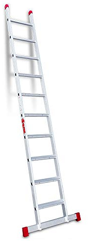 Faraone - Escalera de Apoyo EN 1110-10 peldaños - 300x42x8cm - Escalera de Aluminio - Peldaños Antideslizantes - Escalera Ligera - Peldaño Ancho - Escalera 1 Tramo