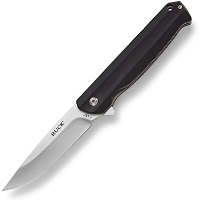 Buck Knives 251 Langford Folding EDC Knife, 3-3/8” Pocket Knife Blade, G10 Handle, 7Cr17MoV Steel Drop Point Folding Blade, Black, 3.7 oz