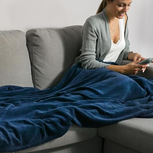 ECODE Heizdecke 180 x 130 cm. Drehknopf mit 3 Heizstufen, automatische Abschaltung 180 Minuten, Blaue Farbe