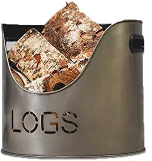 PaMeer Firewood Log Holder, Metal Wood Basket, Modern, Contemporary Log Bin, Indoor Log Storage Rack (H30 x D26cm)