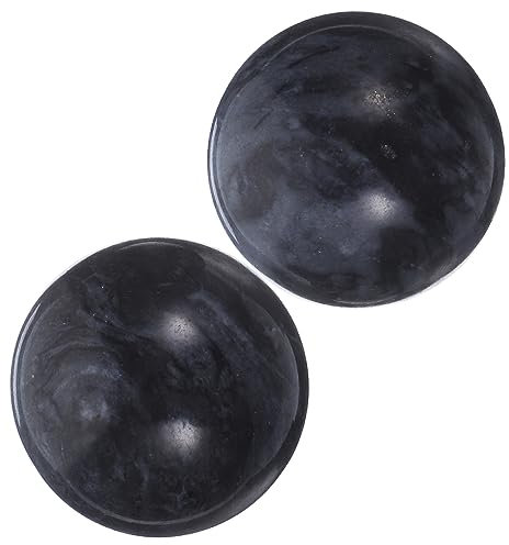 WOFASHPURET Jade Massagebälle Handübungsbälle 2 Stück Schwarz Gesundheitsball aus Jade zur Stressreduktion und der Blutzirkulation Geeignet für Senioren Handgymnastik Entspannende Handmassage