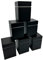 teeverliebt – 6er Set Tee- & Gewürz-Dose Schwarz Special, Stülpdeckeldose aus Weißblech, 78 x 78 x 110 mm, ideal als Vorratsdose, Quadratische Stülpdeckeldose für ca. 100 g losen Tee - modernes Design