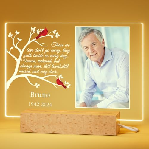 Bemaystar Personalised Memorial Gifts - Custom Bereavement Gifts for Loved Ones, Picture Frame Plaque with Memorial Photo for Loss of Dad Mom