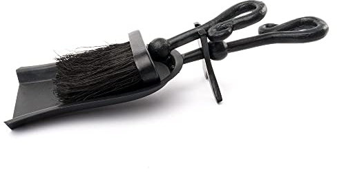 Set per la pulizia del focolare, stile vintage, con manico nero opaco, lunghezza 38 cm, kit per la pulizia della stufa, spazzola per caminetto, design decorativo