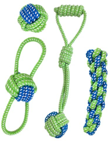 de cuerda de cachorro, juguetes de cuerda para perros,4x juguetes para la dentición del perro - Juegos de entretenimiento, actividad divertida, cuerda de mascotas para razas pequeñas, medianas