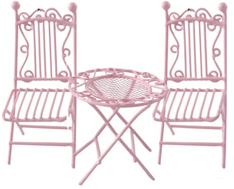 Pocoiau Maisons de poupées miniatures en fer, table et chaise, figurine pour travaux manuels, jardin, bistrot, scène d'exposition de maisons de poupées, accessoires